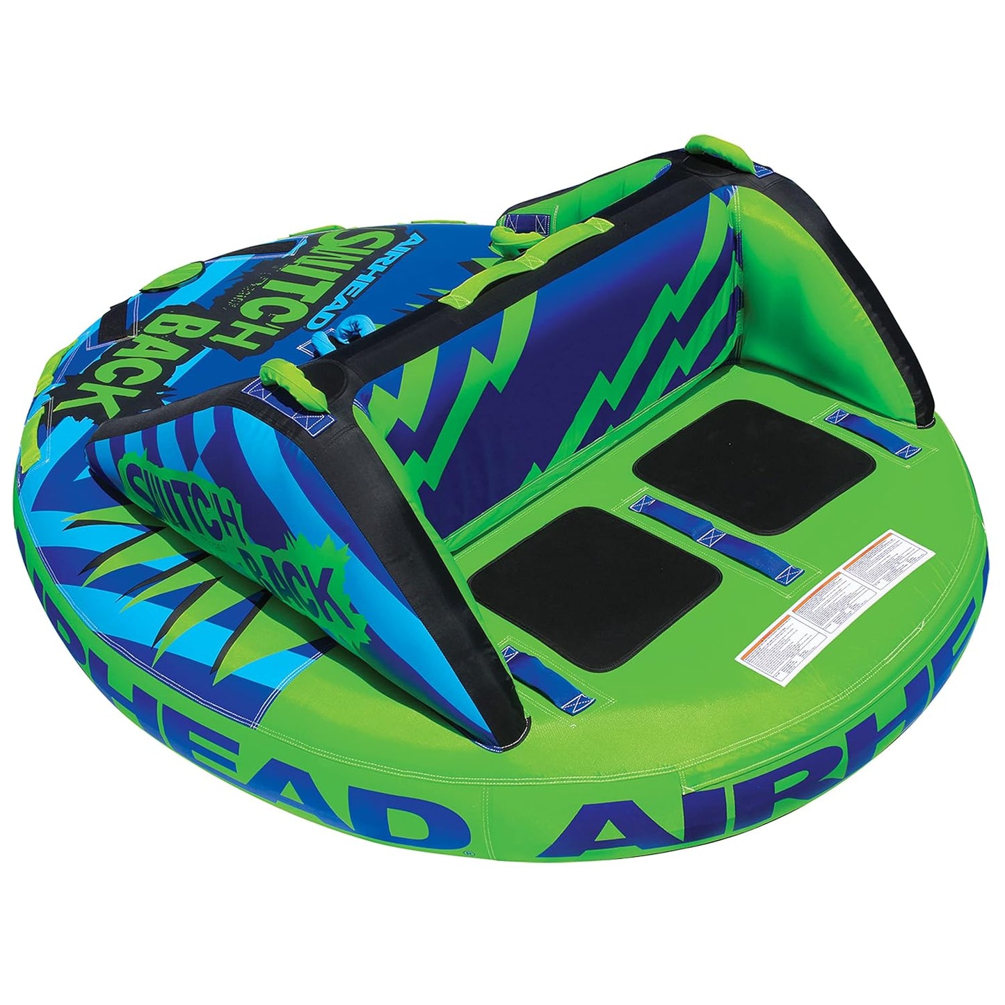 Airhead Switchback Towable 1-4 Rider Tube for Boating and Water Sports, Double-Stitched Full Nylon Cover and Patented Speed Safety Valve for Easy Inflating and Deflating