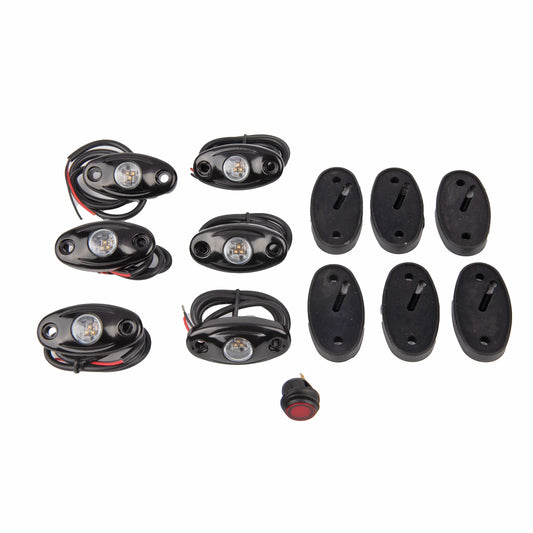 6 Pack High Intensity LED Oval Courtesy Light / Rock Light Kits