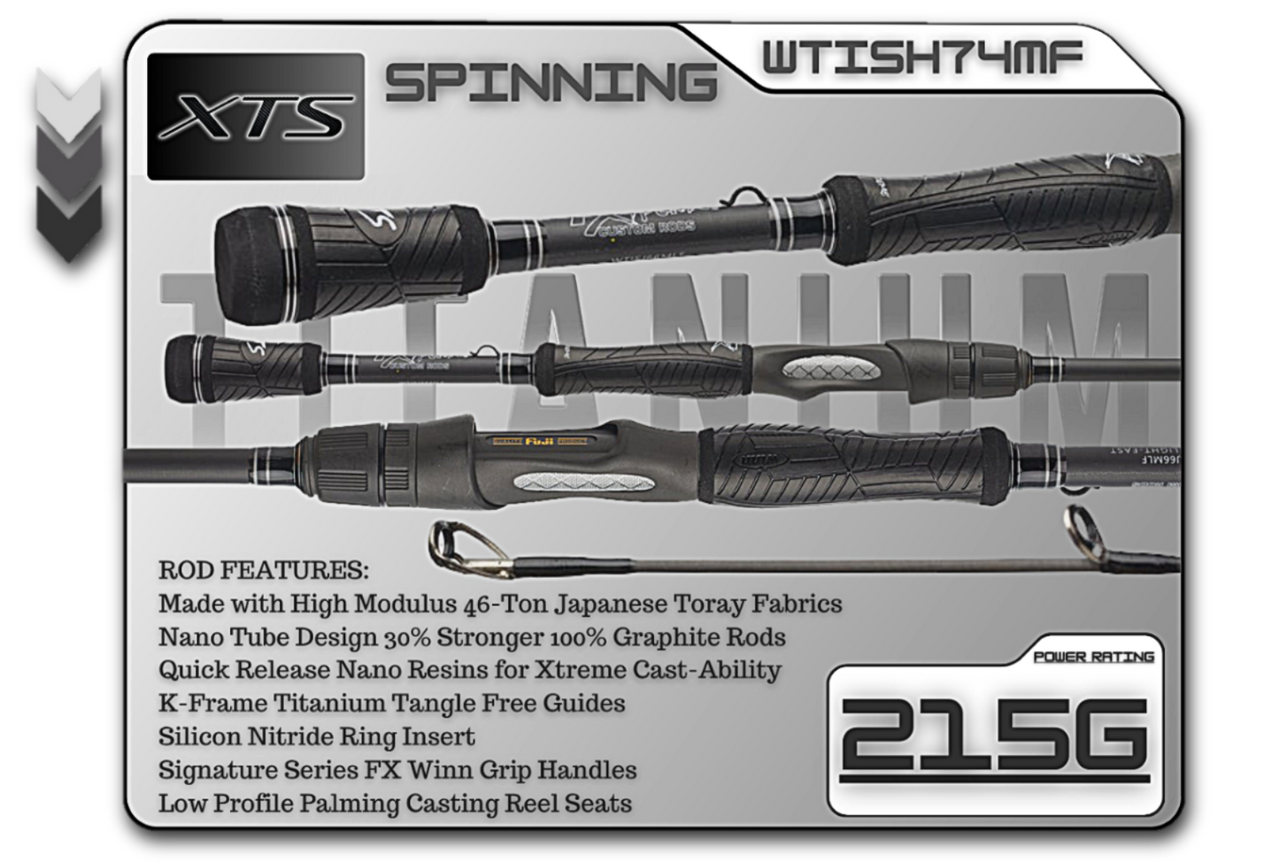 WTISH74MF 7'4" Medium Fast Spinning Rod **TITANIUM SERIES**