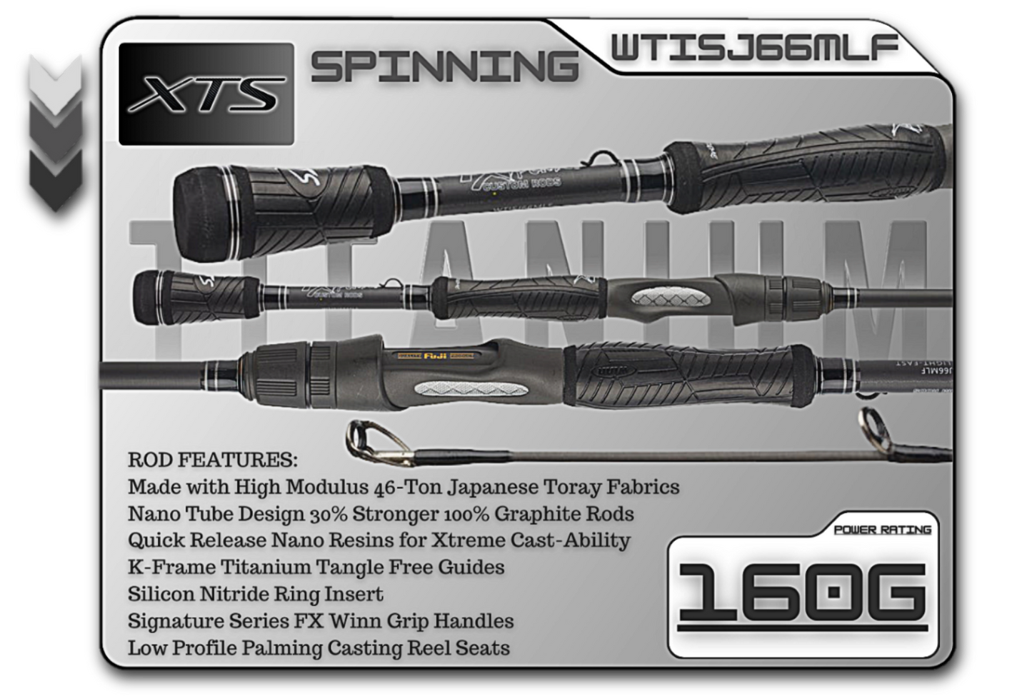 WTISJ66MLF 6'6" Medium Light Fast Spinning Rod **TITANIUM SERIES**