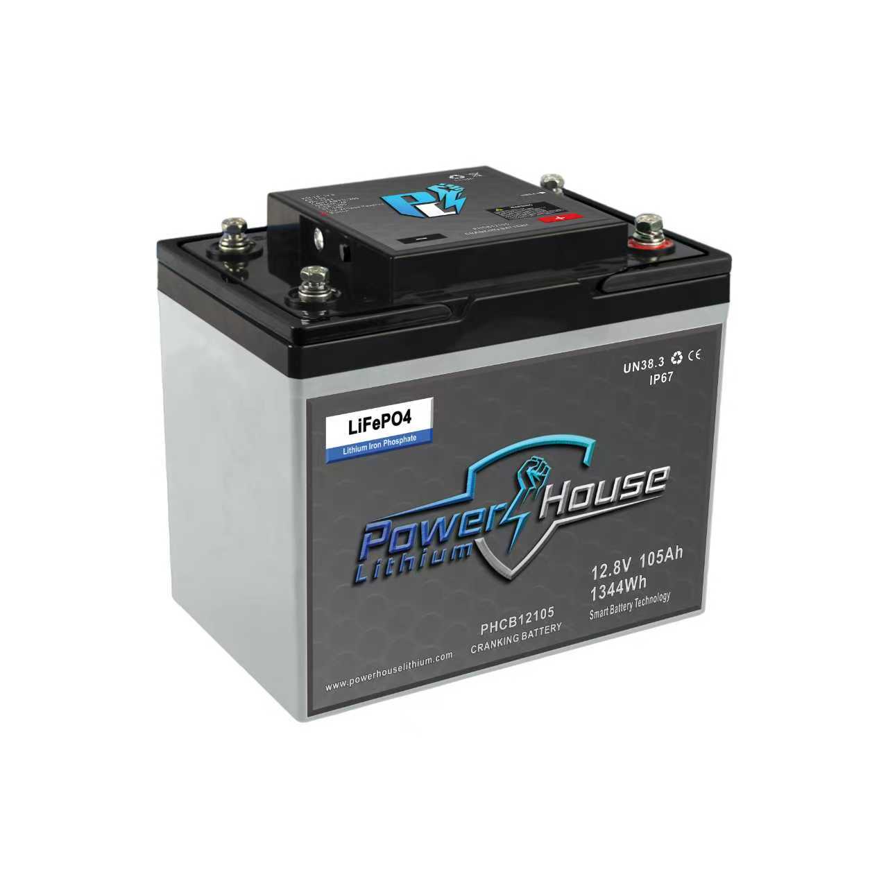 PowerHouse Lithium 12V 105Ah Cranking Battery with Emergency Start - Dual Purpose/ NMEA Connectivity