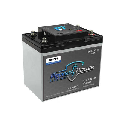 PowerHouse Lithium 12V 105Ah Cranking Battery with Emergency Start - Dual Purpose/ NMEA Connectivity