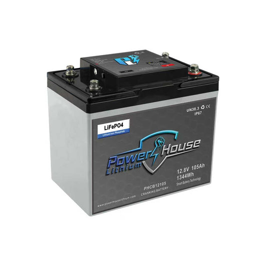 PowerHouse Lithium 12V 105Ah Cranking Battery with Emergency Start - Dual Purpose/ NMEA Connectivity