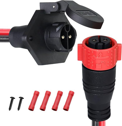 Trolling Motor Plug,12V/24V/26V/48V Trolling Motor Plug and Receptacle for Minn Kota Marine Boat,8 Gauge 2-Wire Quick Connect,Male&Female,Waterproof
