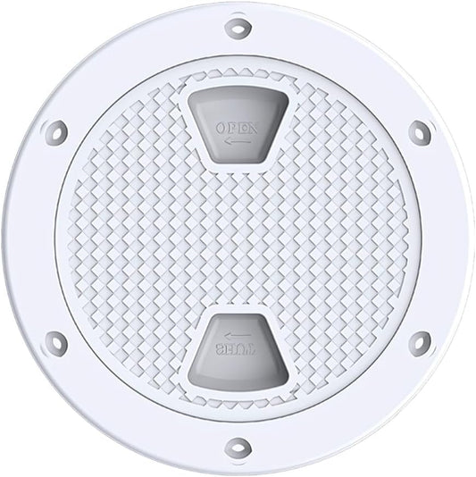 SEAFLO 4" - 8" White Circular Non Slip Inspection Hatch w/Detachable Cover