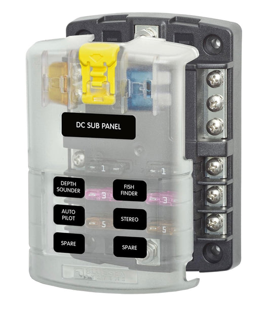 Blue Sea Systems 5025 ST Blade Fuse Block 6 Circuit with Ground and Cover