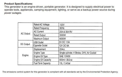 PowerMax 4500w Inverter Generator