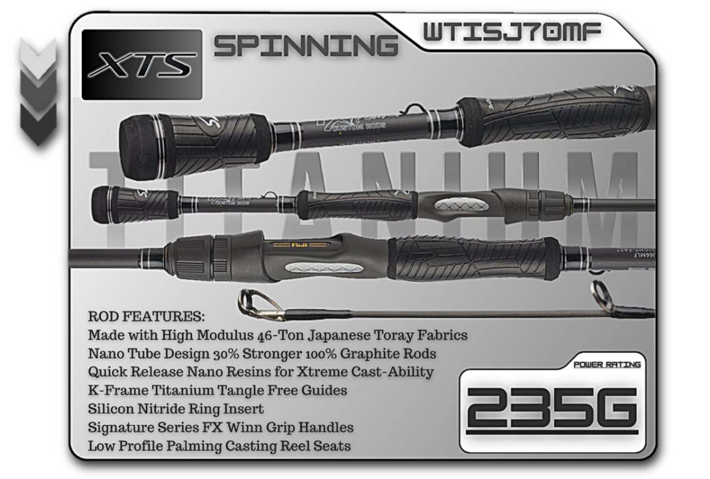 WTISJ70MF   7'0" Medium Fast Spinning Rod  **TITANIUM SERIES**